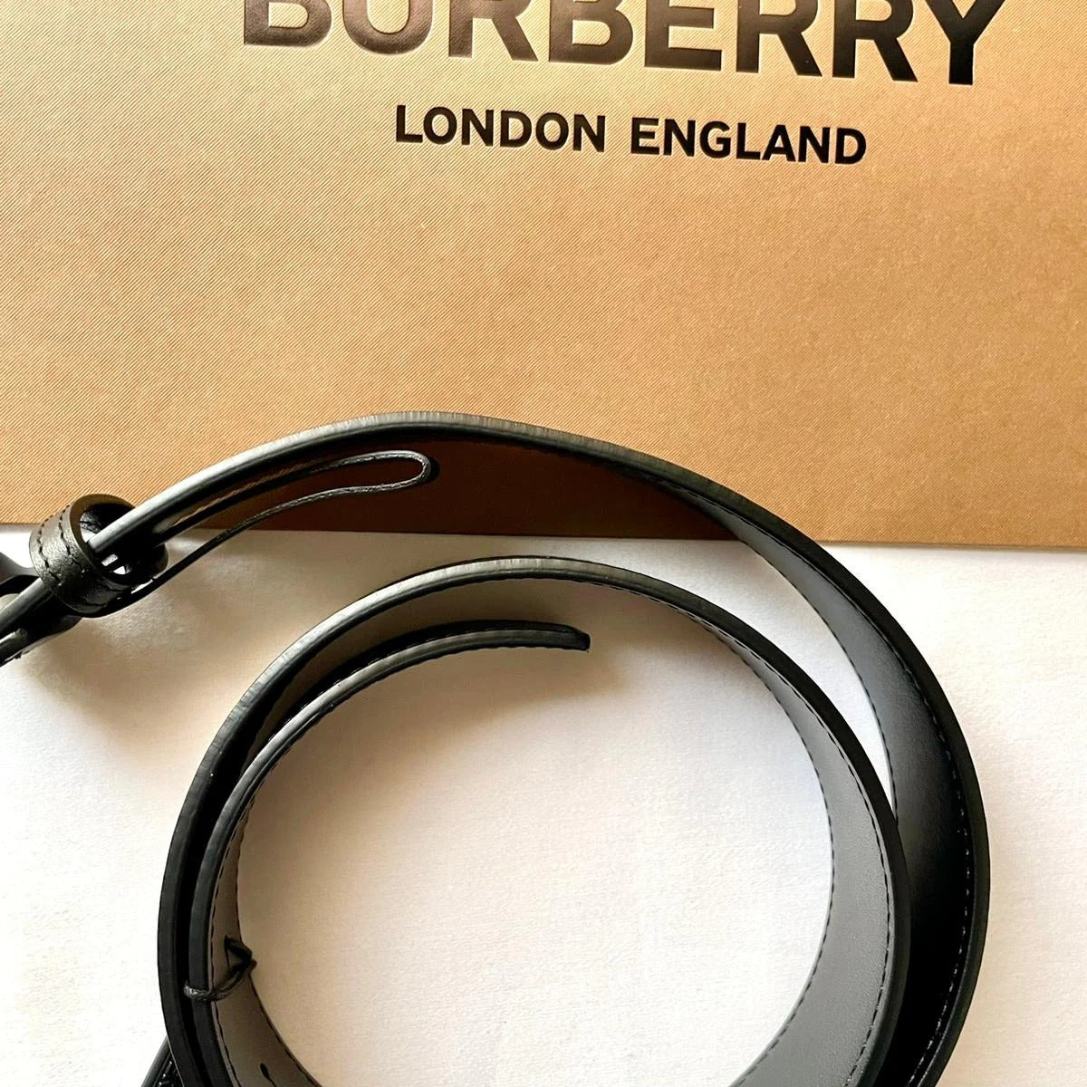 Burberry Black TB Logo Buckle Leather Belt