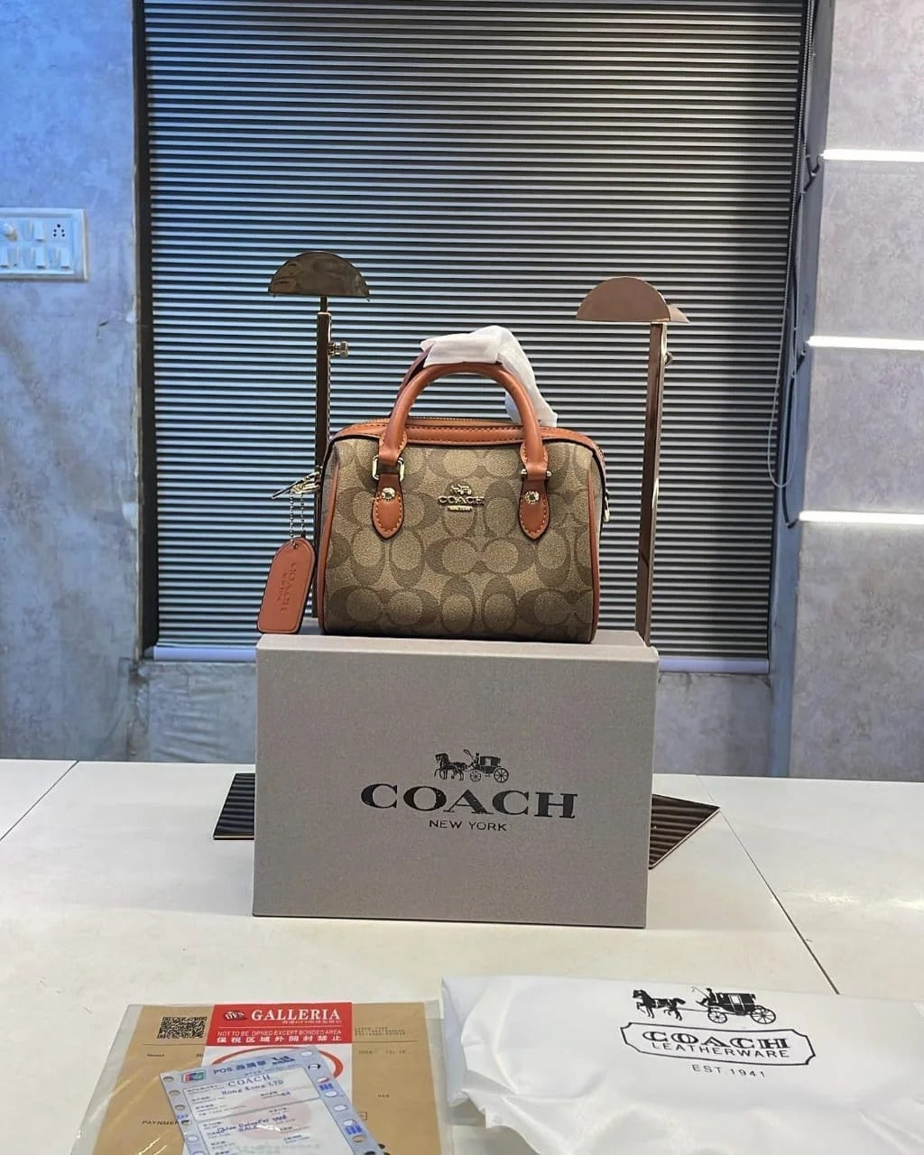 COACH Mini Rowan Apricot Brown Satchel Bag