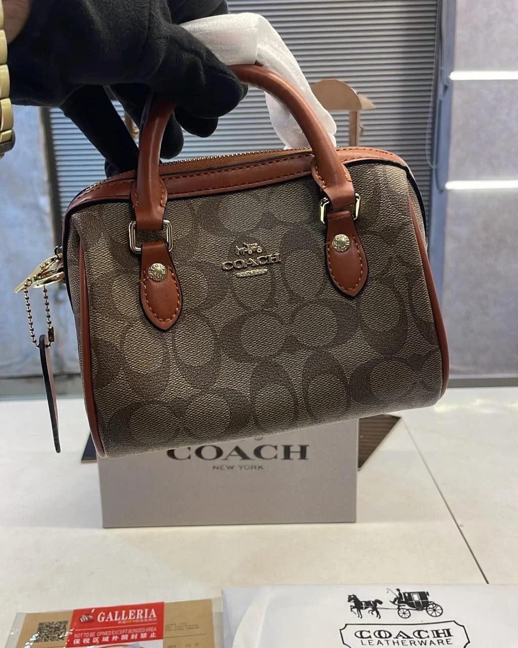 COACH Mini Rowan Apricot Brown Satchel Bag