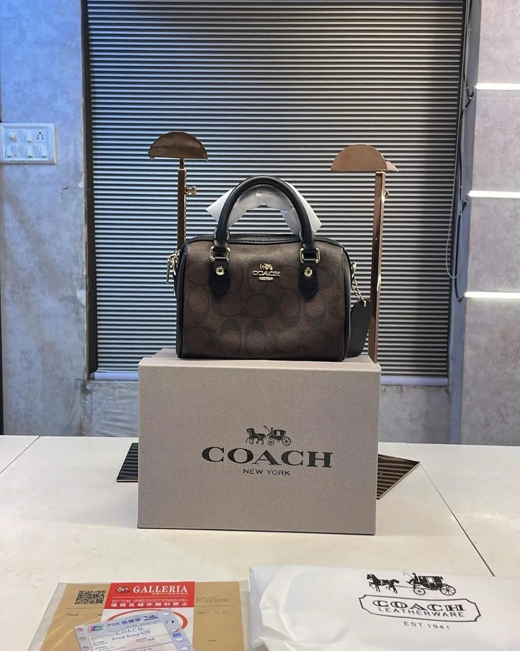 COACH Mini Rowan Apricot Brown Satchel Bag