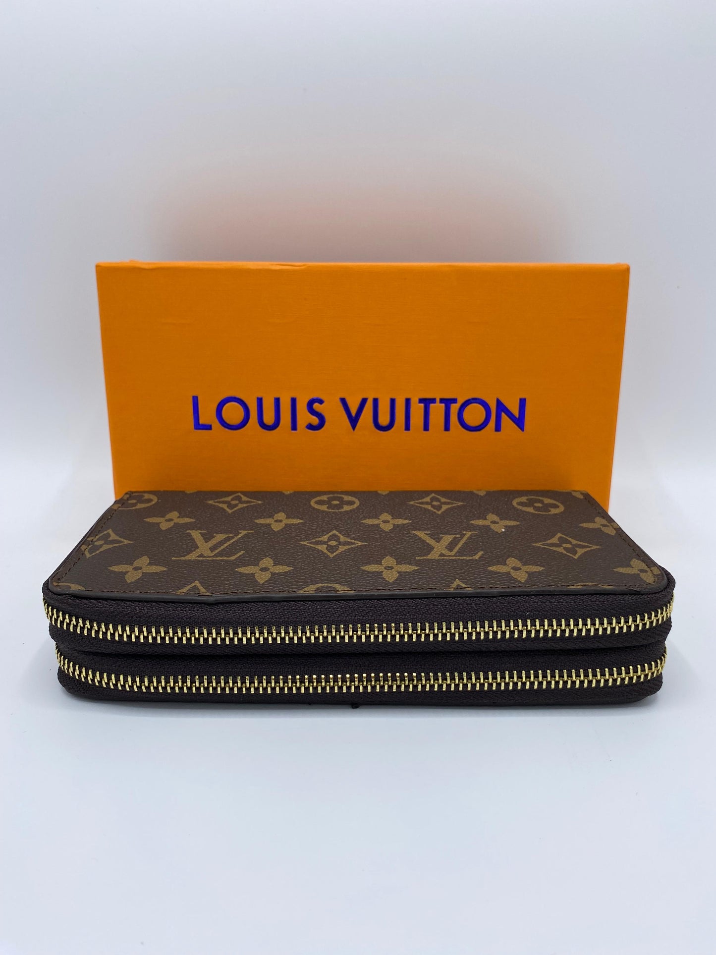 Louis Vuitton Clemence Monogram Canvas Zippy Wallet Brown