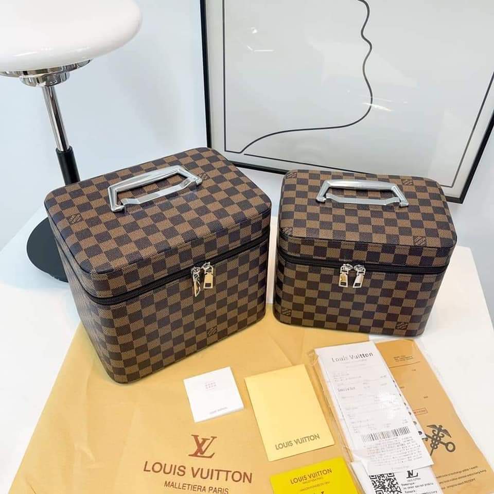 LV Brown Makeup Bags Large Aesthetic Portable Accessories Bag for Women