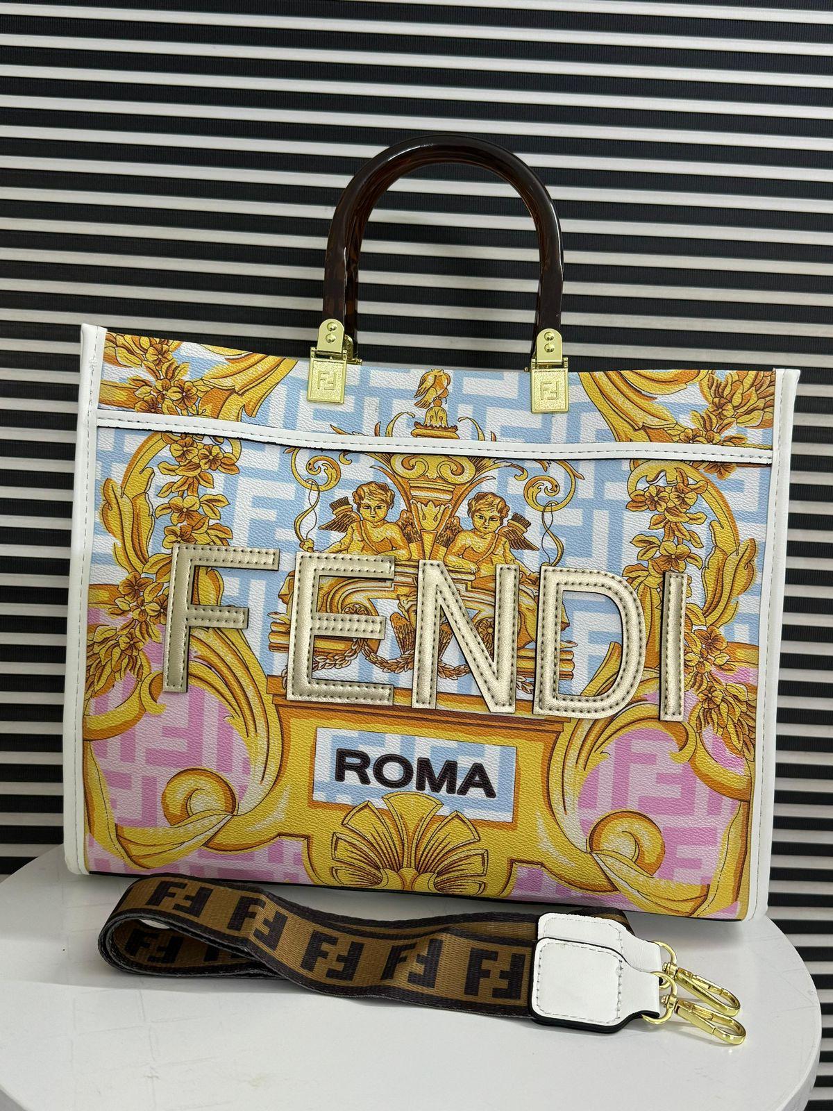 Fendi Sunshine Medium Fendace Printed Tote Bag