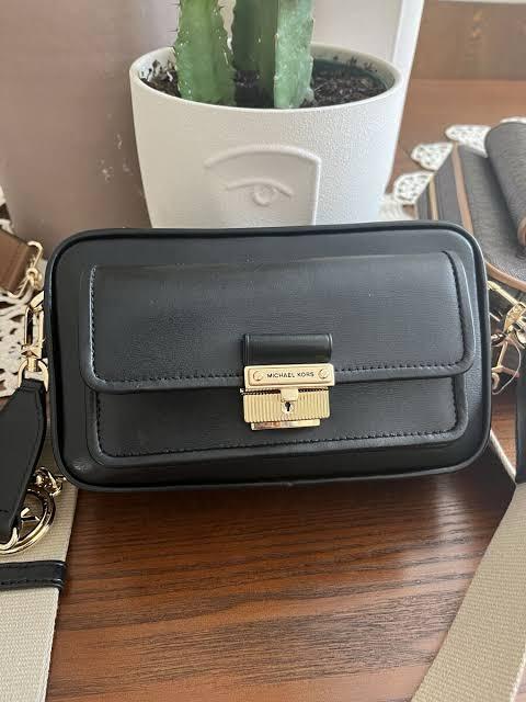 Michael Kors Bradshaw Small Leather Messenger Camera Crossbody Bag